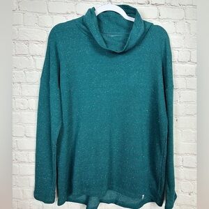 Ocean Coast green textured long sleeve‎ cowl neck active top sweater, sz L, NWT